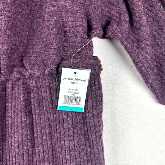 Jessica Howard Missy Women's Blouson Mini Sweater Dress JH1M2368 Purple Size 16 - Picture 5 of 7